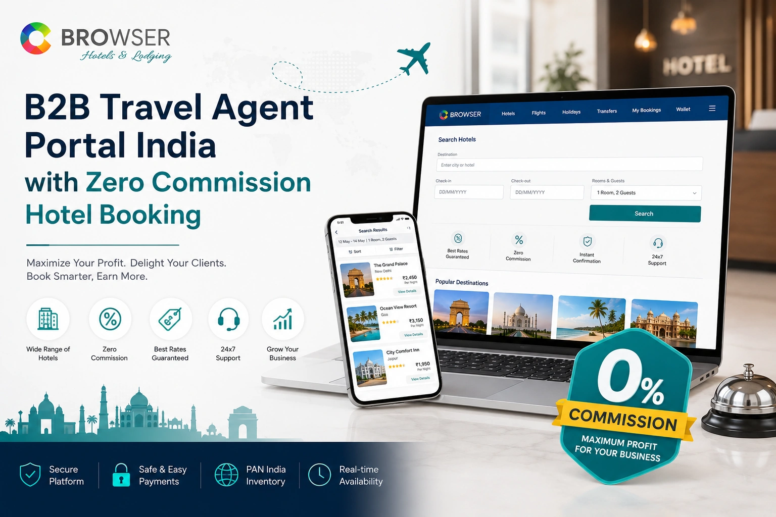 B2B Travel Agent Portal India with Zero Commission Hotel Booking